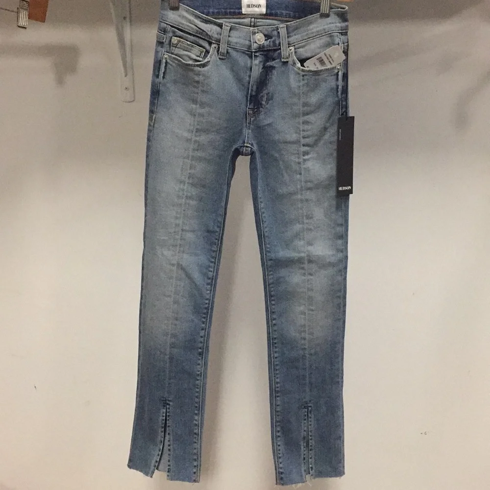 $215 NWT HUDSON jean denim stretch mid rise NICO straight SLIT 31 last few_3